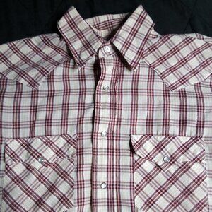 Vintage Silver Spur Plaid Gold Thread Pearl Snap Western Shirt